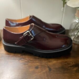 Elegant Burgundy Leather Loafers with Buckle